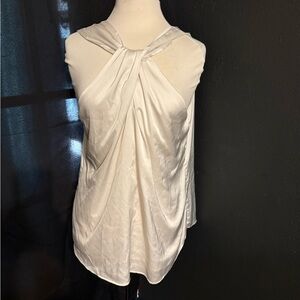 White House Black Market Ivory Twist-Back Satin Camisole